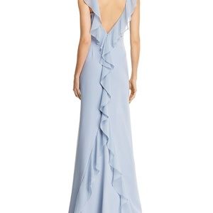 Formal, long, backless, light blue dress